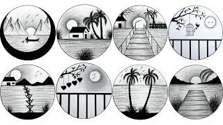 Easy 8 circle scenery drawing ideas pencil drawing in a easy drawing step by step