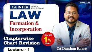 CA Inter Law Chapters Wise Chart Revision Lect 1 | Jan 25 & May 25: Formation & Incorporation