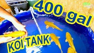 400gal KOI POND BUILD, INDOOR FOLDABLE FISH KEEPING, HOW TO PUT UP PUMPED BRUSH BIOFILTER DIY SETUP