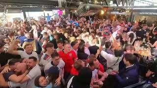 England fans go crazy after Saka goal  / England fans celebrate victory over Switzerland