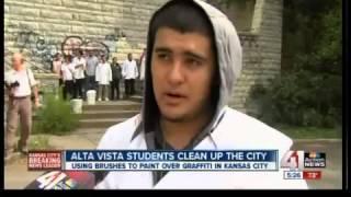 Students help with graffiti clean-up