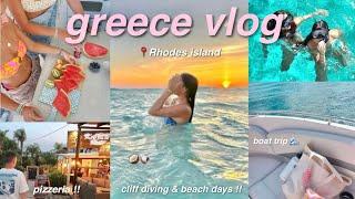 GREECE TRAVEL VLOG  cliff diving, boat trip, beach days & pizza!