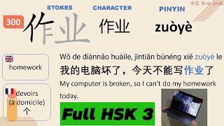 Chinese HSK 3 Complete Course.  (300 Hsk words+ strokes, character and Examples)