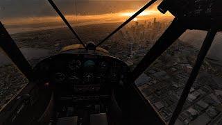 X-PLANE 12 RISKY VFR FLIGHT OVER SEATTLE DURING A DAWN HEAVY RAIN STORM