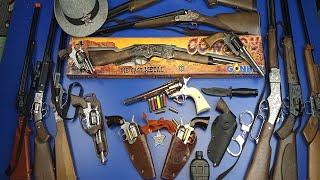 Toy Guns Toys Cowboy Weapons ! Box of Guns Toys-winchester rifle,colt gun