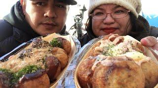 JAPANESE STREET FOOD | FAMOUS TAKOYAKI | MUKBANG | VLOG | SHA and ALEX from JAPAN