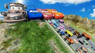 Big & Small McQueen Boy,Tow Mater vs Dinoco, Doc Hudson vs Pixar Car vs DOWN OF DEATH - BeamNG.Drive