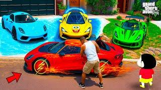 Franklin & Shinchan Stealing Avengers Elemental Superpower Cars in GTA 5 Telugu | Funny Gameplay