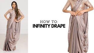 Infinity Drape with Satin Silk Saree | laxmi saree draping | saree new trends | Tia Bhuva