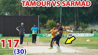 TAMOUR MIRZA VS SARMAD HAMEED 117 RUNS NEED 30 BALLS QUATER FINAL BIGGEST MATCH IN PAKISTAN TAPE BAL