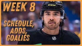 Fantasy Hockey Week 8: Schedule, Must Adds, Goaltending Trends