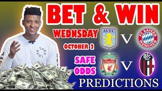 Champions League Football Prediction Today 02-10-2024 |  Betting tips Today | Safe investments