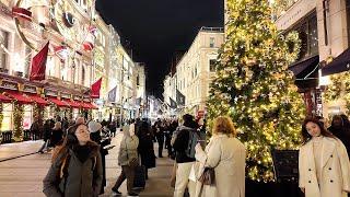 Luxury Christmas Window Shopping & Lights Tour | New Bond Street Posh Christmas Decorations 4K