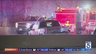 Deadly crash leaves officer in hospital, closes SB 405 in Brentwood