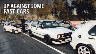 1.8T Mk2 GTI vs Audi S3 x2, 1.8T Mk1 Golf, VET Datsun 510 & 1.8T Mk2 Golf | Drag racing