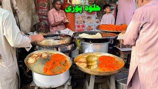 Best Halwa Puri Of DG Khan I 50 Years Old Moti Choor Halwa Pori Desi Nashta I Pakistan Street Food