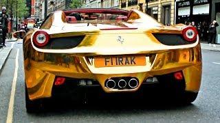 Supercars in London - April 2014 (Gold cars, burnt rubber, custom cars and more)