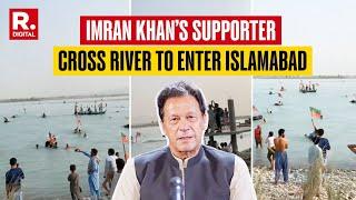 Imran Khan Supporters Cross River to Enter Islamabad Amid Lockdown | Viral Video