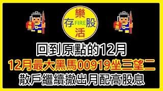 【存股人生-093】回到原點的12月！12月高股息最大黑馬00919坐三望二！散戶繼續撤出月配高股息！【卡哇KAWA】