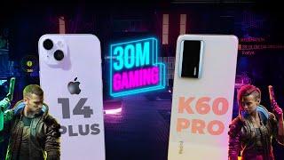 iPhone 14 Plus vs. Redmi K60 Pro 🟣 30M Gaming S4 #6 - Snap 8 Gen 2… THUA A15 Bionic?