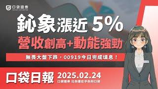 鈊象(3293)強勢上攻近5%！營收創高成長動能強勁，無畏大盤下跌，00919完成填息！ | 口袋日報 | 2025.02.24