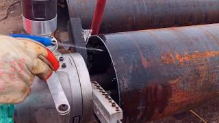 Machine beveling 10" x .250" ERW pipe