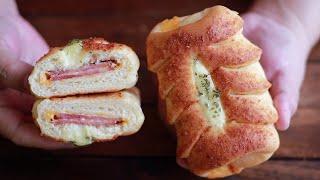 Ham cheese Bread Roll 【cc】火腿芝士面包Hand Kneading so easy手揉面包简单轻松，不需要手套膜【阿栗食譜52】