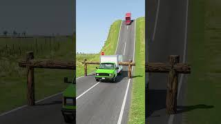 Buses & Cargo Truck vs Logs Trap - BeamNG.drive #shorts #beamngdrive #bus