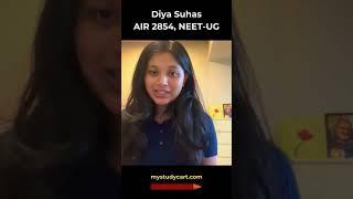 Mystudycart NEET Online Coaching Result - Diya Suhas, AIR 2854, NEET UG