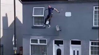 MAN FALLS OFF HOUSE ROOF WHEN TRYING TO AVOID THE POLICE