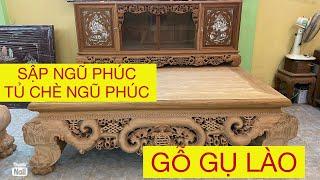 Combo SẬP GỤ TỦ CHÈ Chạm Ngũ Phúc-Gỗ Gụ Lào |ĐỒ GỖ HIỆP HÀ
