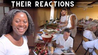 OUR DUTCH FRIENDS TRYING KENYAN FOOD (UGALI AND FISH) AT THE PARTY FOR THE FIRST TIME