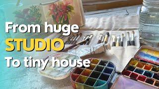 1st Watercolor Painting in the Tiny House Studio: 60th Bday Studio Vlog