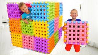 Vlad and Niki playing with Toy Blocks