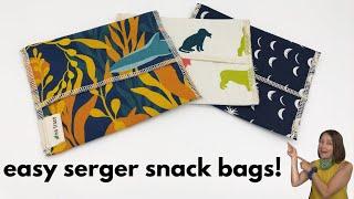 How to sew a snack bag on a serger - Easy beginner serger project!