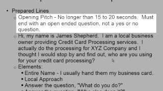 Short Cut: "Nailing your Opening Pitch" - Merchant Services