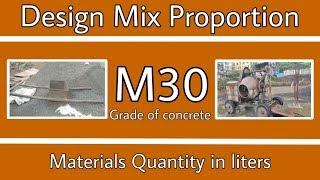 M30 grade of concrete | Design mix proportion of concrete | Volume batching