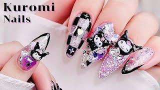 sub) Kuromi Nail| Checkerboard Nail | Pixie Nail | Nail Art | Kitsch Nail | Selfnail | Korean nail