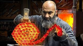 Forging Two Extreme Knives From a Rusty Chain and a Drill Bit