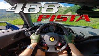 You drive the Ferrari 488 Pista on Susten Pass