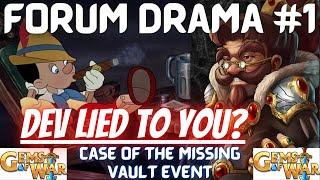 The Devs LIED to YOU / Gems of War Forum Drama Episode #1 / the vanishing Vault event....