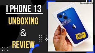 i phone 13(blue) unboxing & Review in Hindi||TechnoSangs