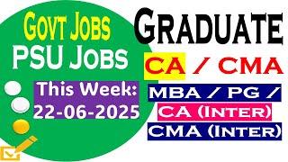 LATEST GOVERNMENT PSU JOBS VACANCY | GRADUATES JOBS | CA CMA MBA JOBS | FINANCE JOBS