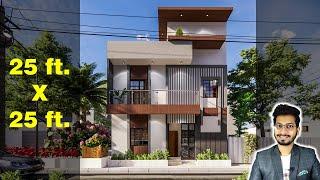 25X25 Feet House Design 3D | 70 Gaj | 625 sqft | 3BHK | 7.5X7.5 Meter  || DV Studio