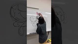 Anime art handmade 2D on whiteboard 