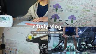 study vlog ️  late night studying, productive days, gym