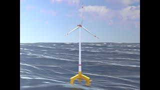 Windkraftanlage mit Tripile Offshore Fundament E1 H-160 Rotor-Durchmesser 138 m mit Animation