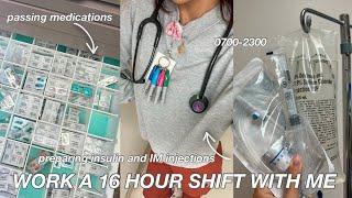 DAY IN THE LIFE AS A NURSE // 16 hour shift, preparing insulins & IM injections, charting, & more!