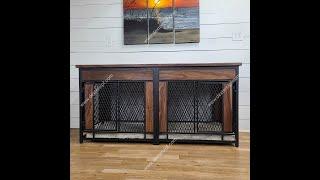 Modern Dog Crate Table for 2 dogs