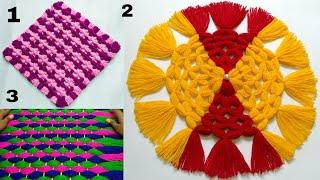 3 BEST WOOLEN DOOR MAT CRAFT IDEAS /FLOOR MAT /TABLE MAT /OON KA AASAN